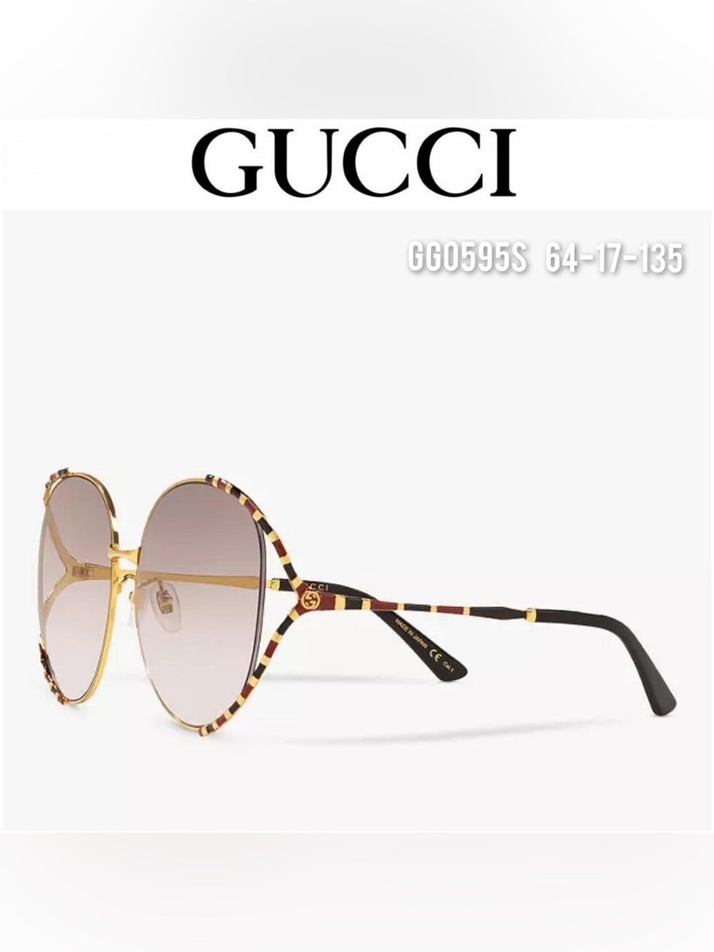 Gucci Gold Frame Sunglasses with gray Gradient Lenses - Picture 8 of 9